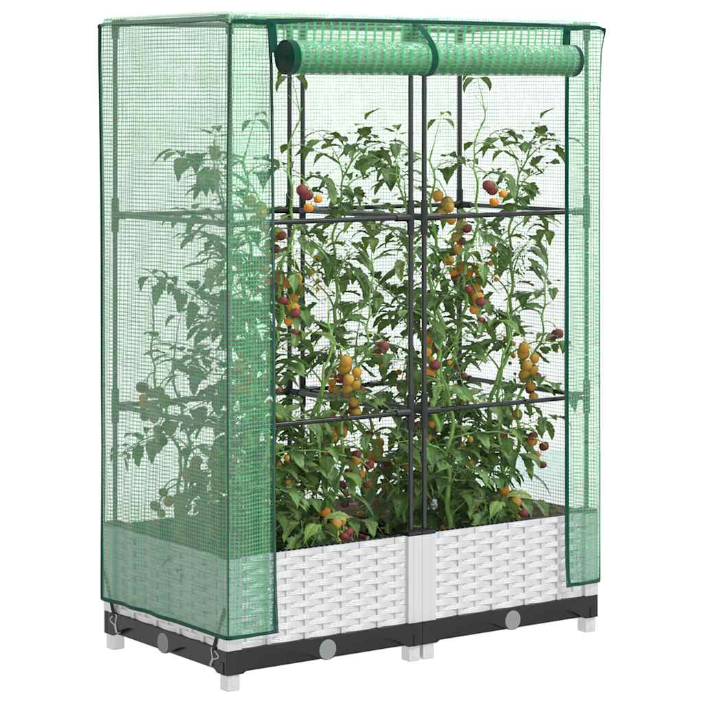 Vidaxl plantenbak verhoogd met kashoes 80x40x123 cm rotanlook