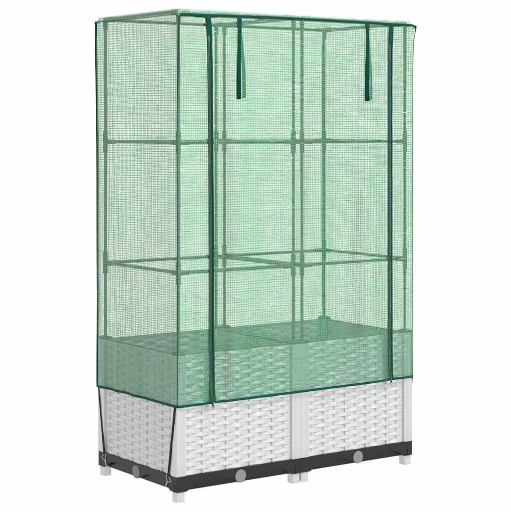 Vidaxl plantenbak verhoogd met kashoes 80x40x138 cm rotanlook