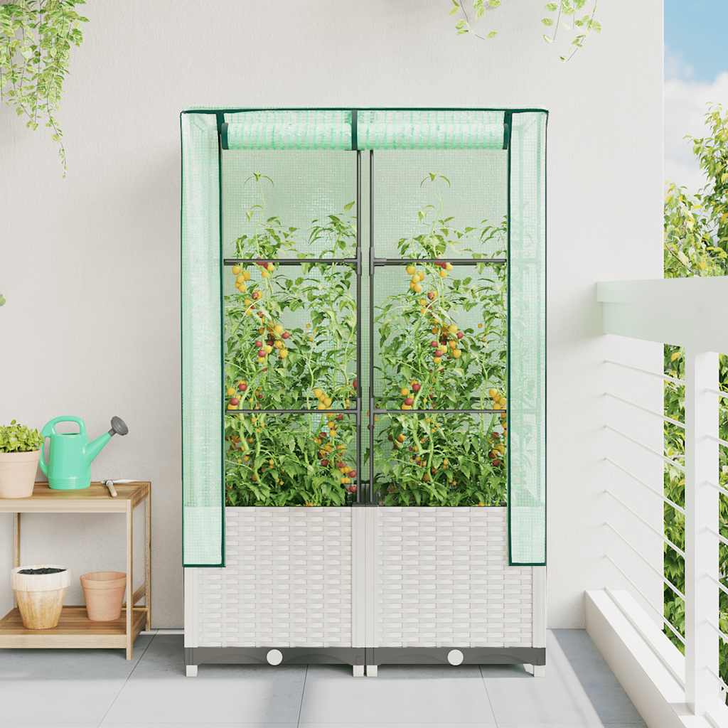 Vidaxl plantenbak verhoogd met kashoes 80x40x138 cm rotanlook