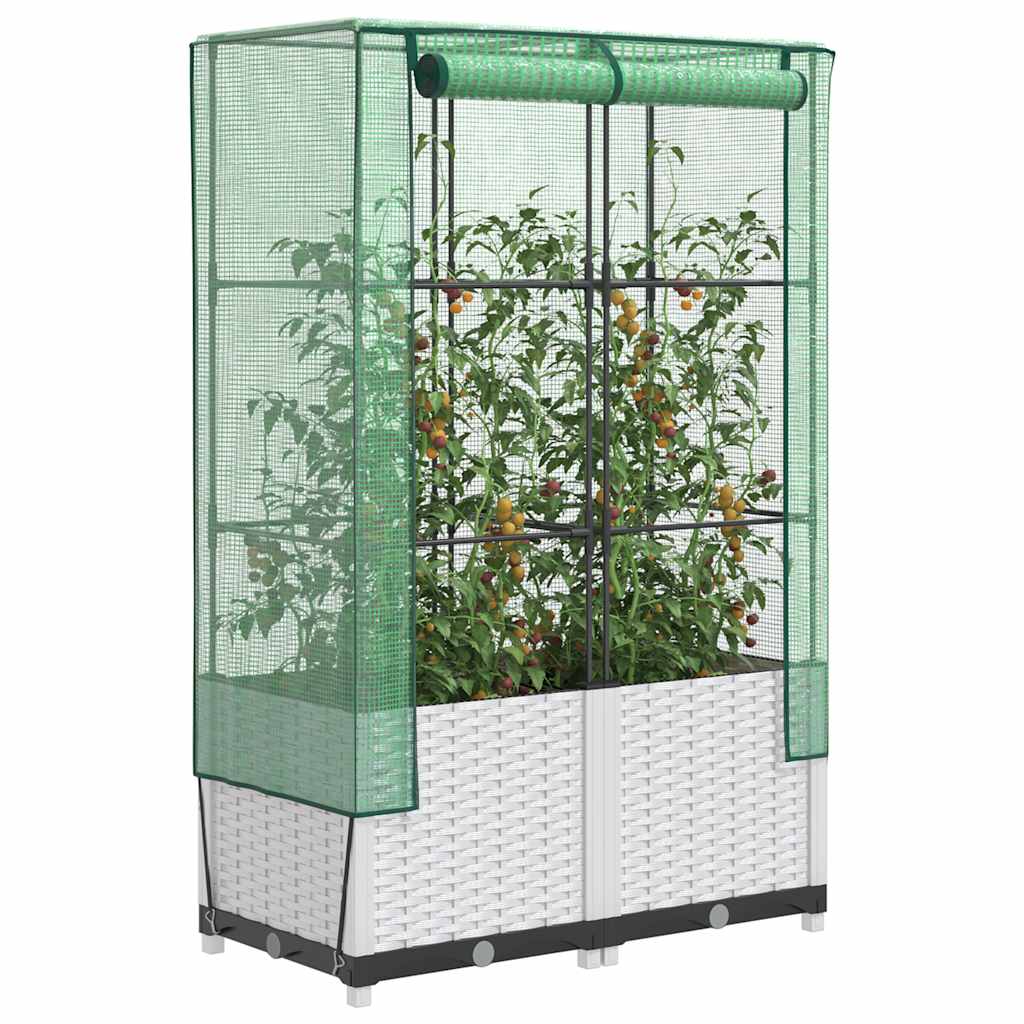 Vidaxl plantenbak verhoogd met kashoes 80x40x138 cm rotanlook