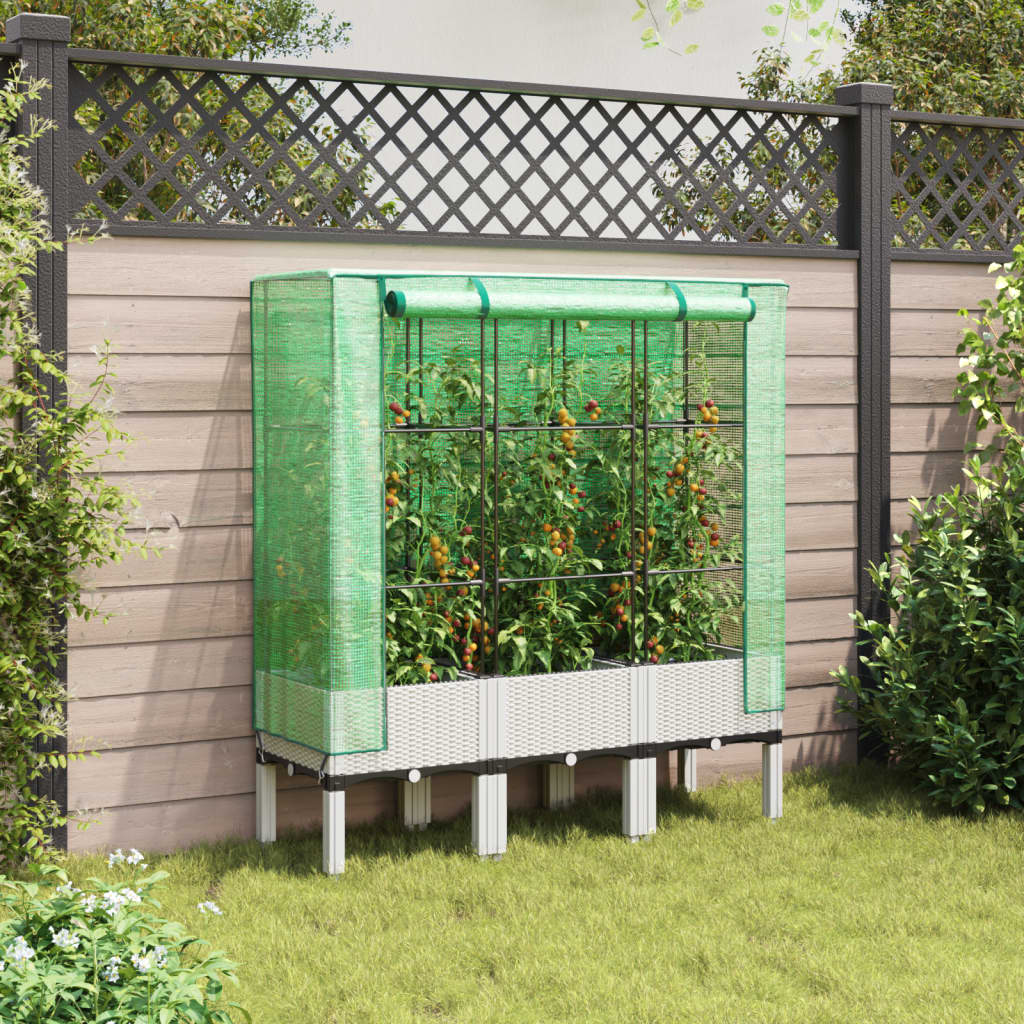 Vidaxl plantenbak verhoogd met kashoes 120x40x140 cm rotanlook