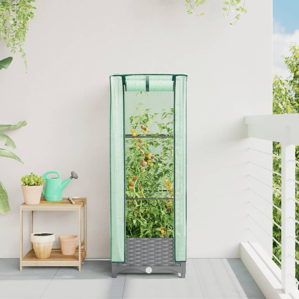 Vidaxl plantenbak verhoogd met kashoes 40x40x123 cm rotanlook