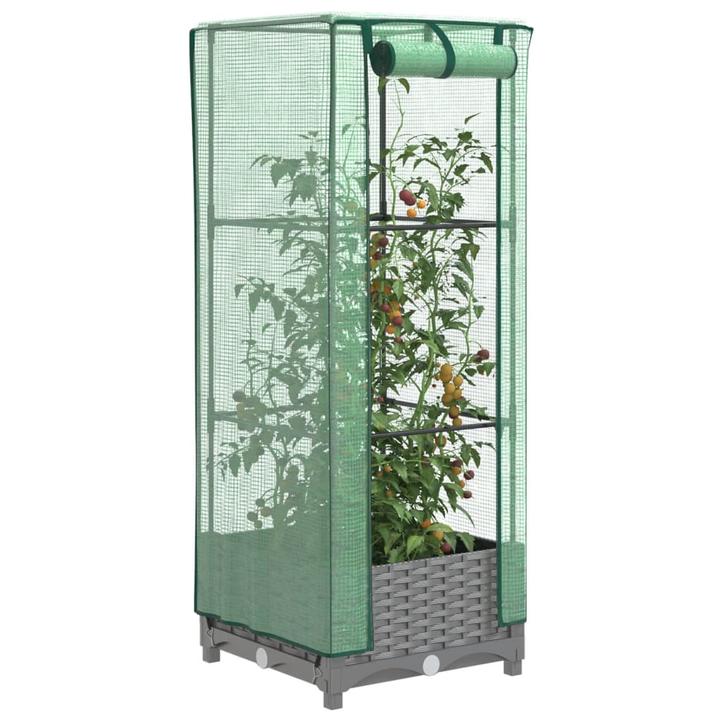 Vidaxl plantenbak verhoogd met kashoes 40x40x123 cm rotanlook