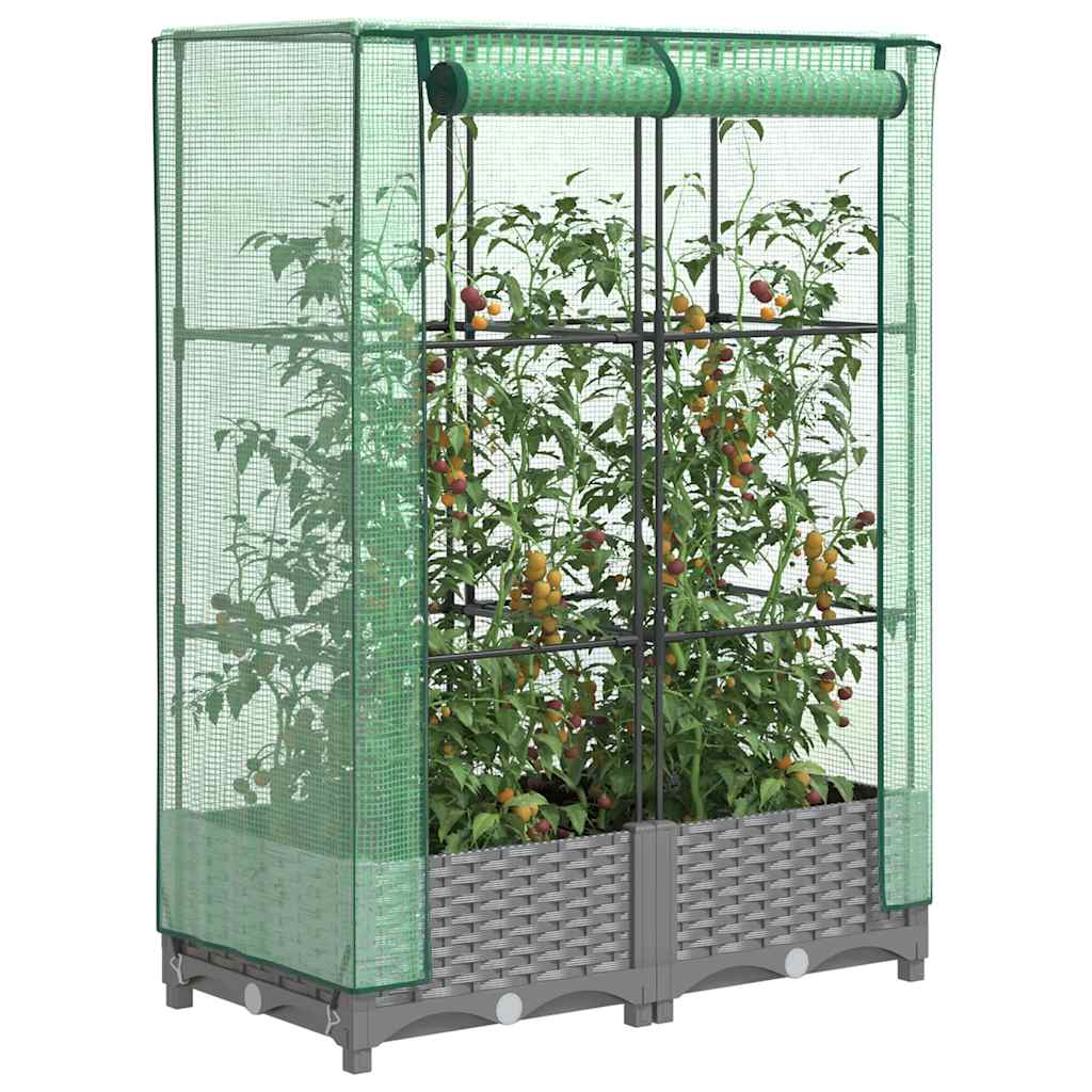 Vidaxl plantenbak verhoogd met kashoes 80x40x123 cm rotanlook