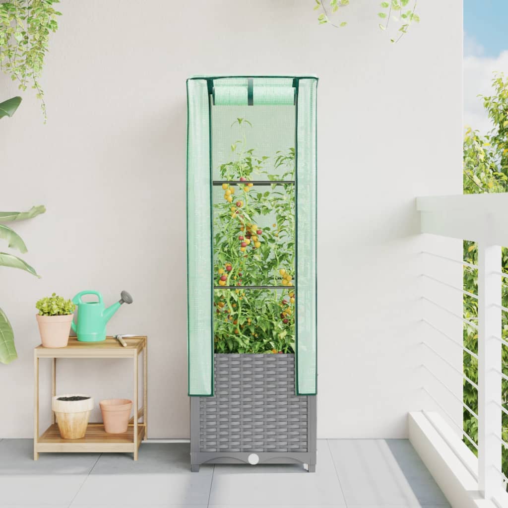 Vidaxl plantenbak verhoogd met kashoes 40x40x139 cm rotanlook