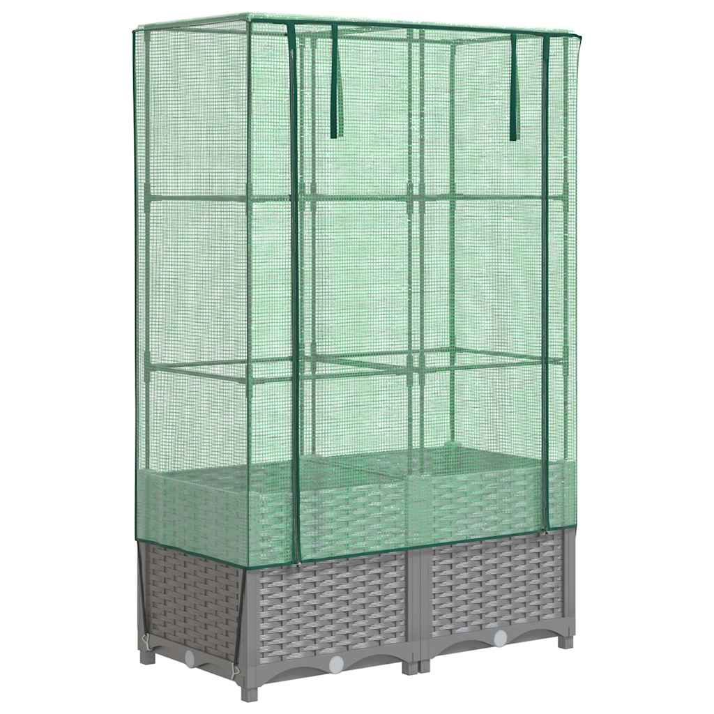 VidaXL Plantenbak verhoogd met kashoes 80x40x138 cm rotanlook