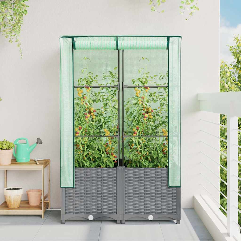 VidaXL Plantenbak verhoogd met kashoes 80x40x138 cm rotanlook