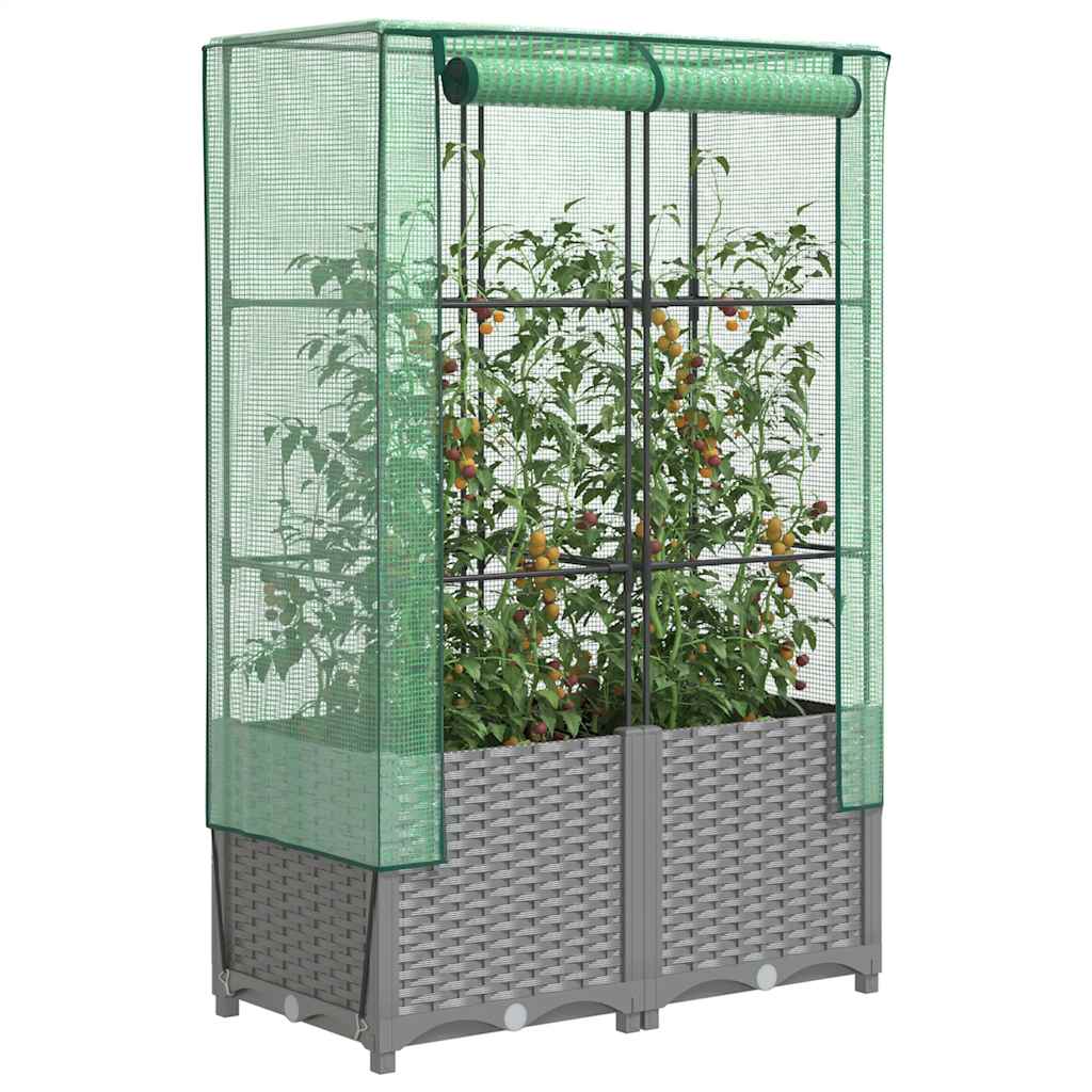 VidaXL Plantenbak verhoogd met kashoes 80x40x138 cm rotanlook