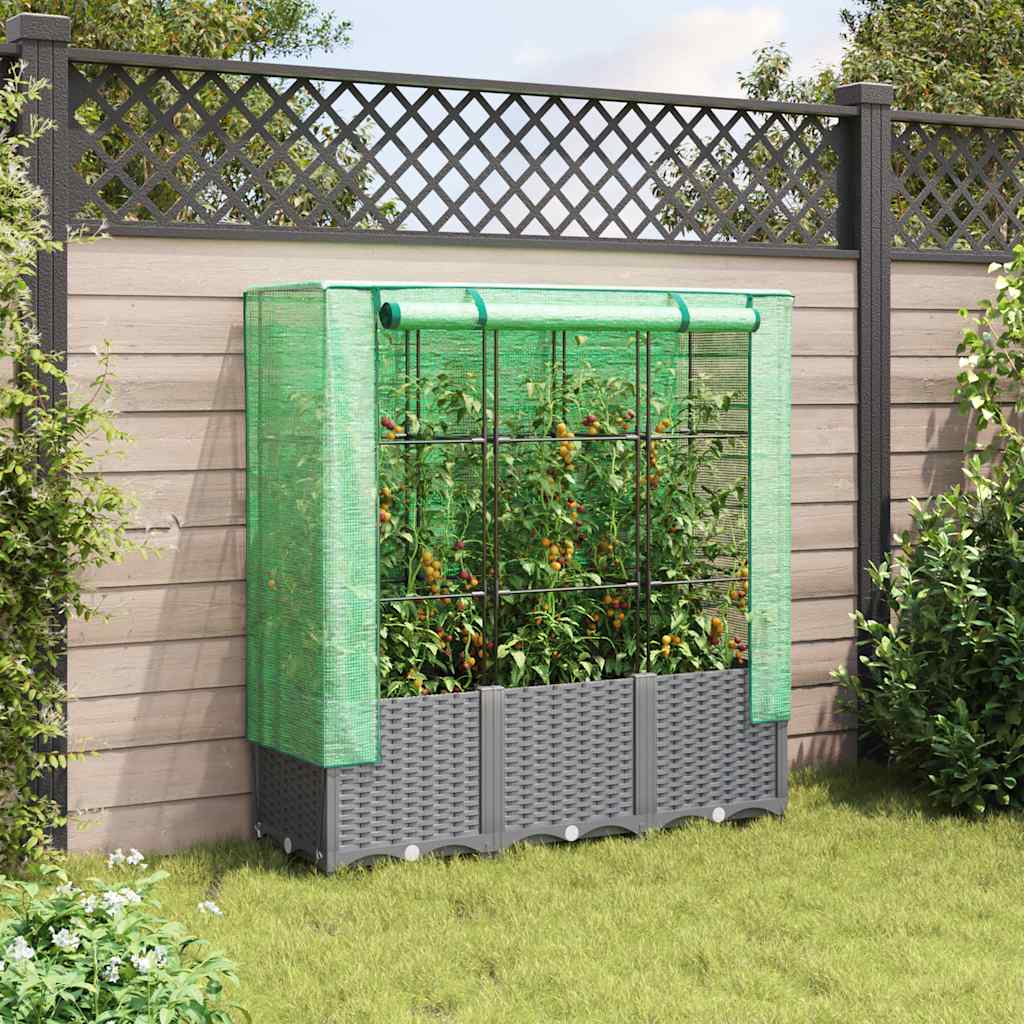VidaXL Plantenbak verhoogd met kashoes 120x40x138 cm rotanlook
