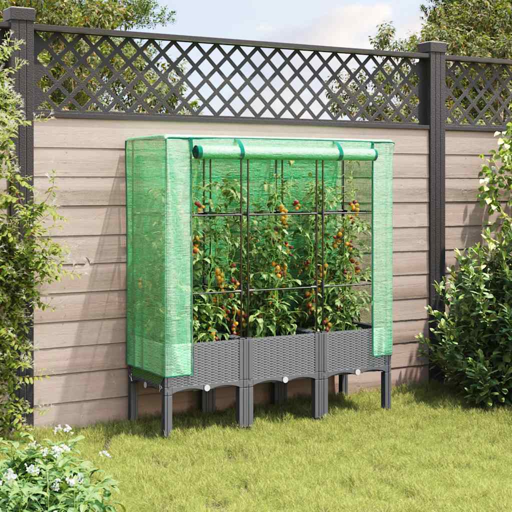 Vidaxl plantenbak verhoogd met kashoes 120x40x140 cm rotanlook