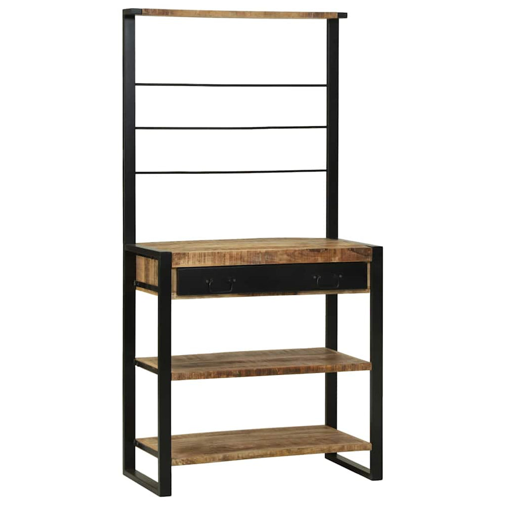 Vidaxl keukenrek bruin en zwart 80 x 40 x 160 cm massief mango hout