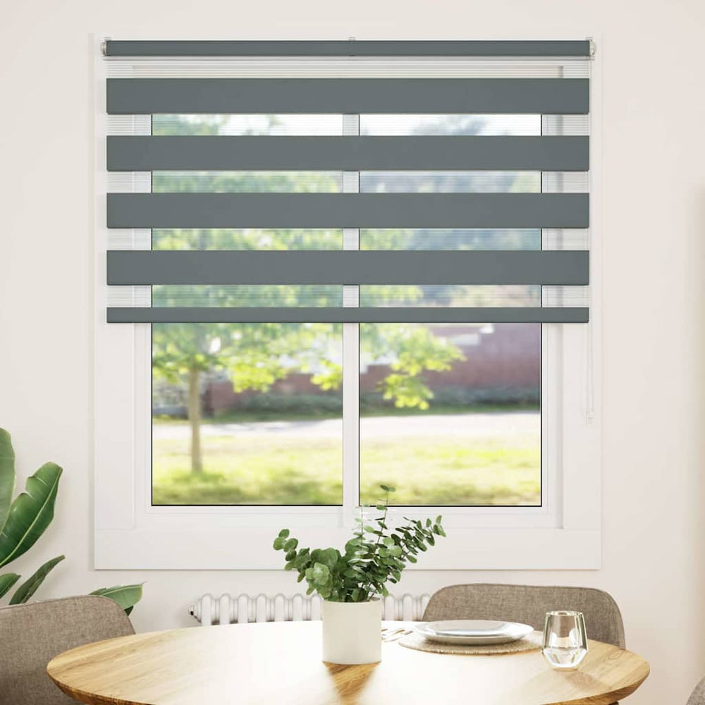 Vidaxl zebra rolgordijn 135x150 cm stofbreedte 130,9 cm donkergrijs