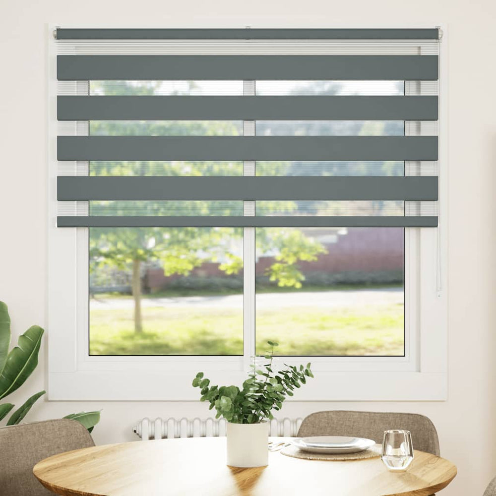 Vidaxl zebra rolgordijn 140x150 cm stofbreedte 135,9 cm donkergrijs