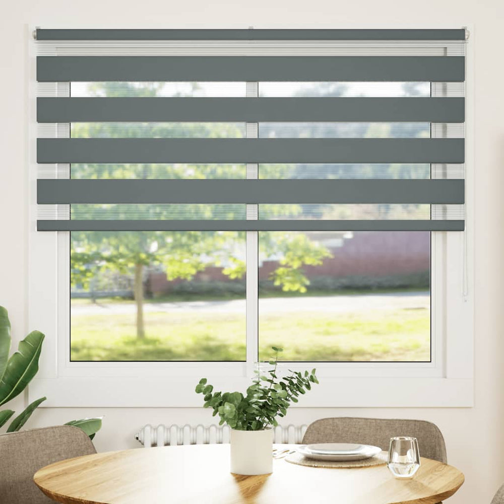 Vidaxl zebra rolgordijn 160x150 cm stofbreedte 155,9 cm donkergrijs