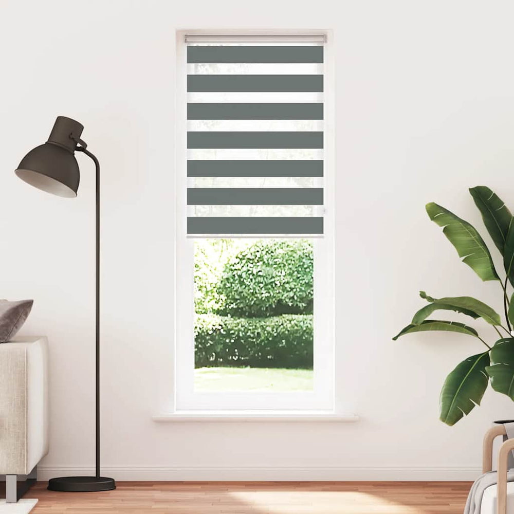 Vidaxl zebra rolgordijn 85x200 cm stofbreedte 80,9 cm donkergrijs