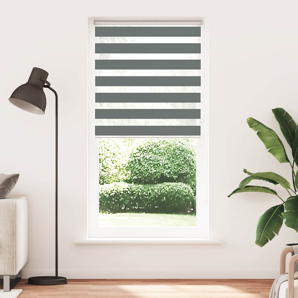 Vidaxl zebra rolgordijn 105x230 cm stofbreedte 100,9 cm donkergrijs