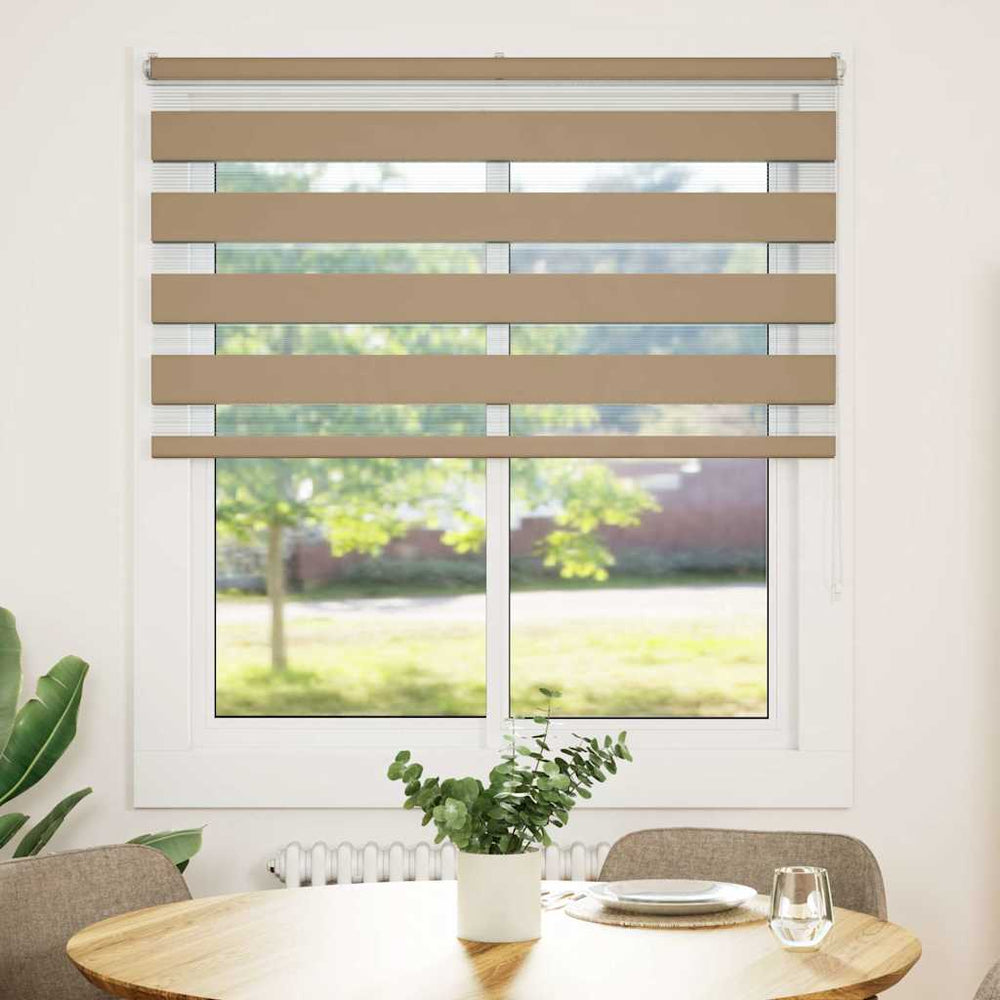 Vidaxl zebra blind 125x150 cm stofbreedte 120,9 cm polyester zandbruin