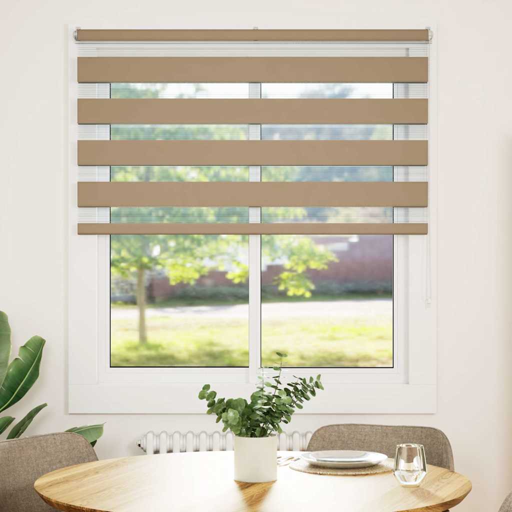 Vidaxl zebra blind 135x150 cm stofbreedte 130,9 cm polyester zandbruin