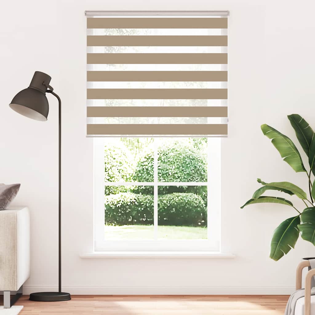 Vidaxl zebra blind 130x200 cm stofbreedte 125,9 cm polyester zandbruin