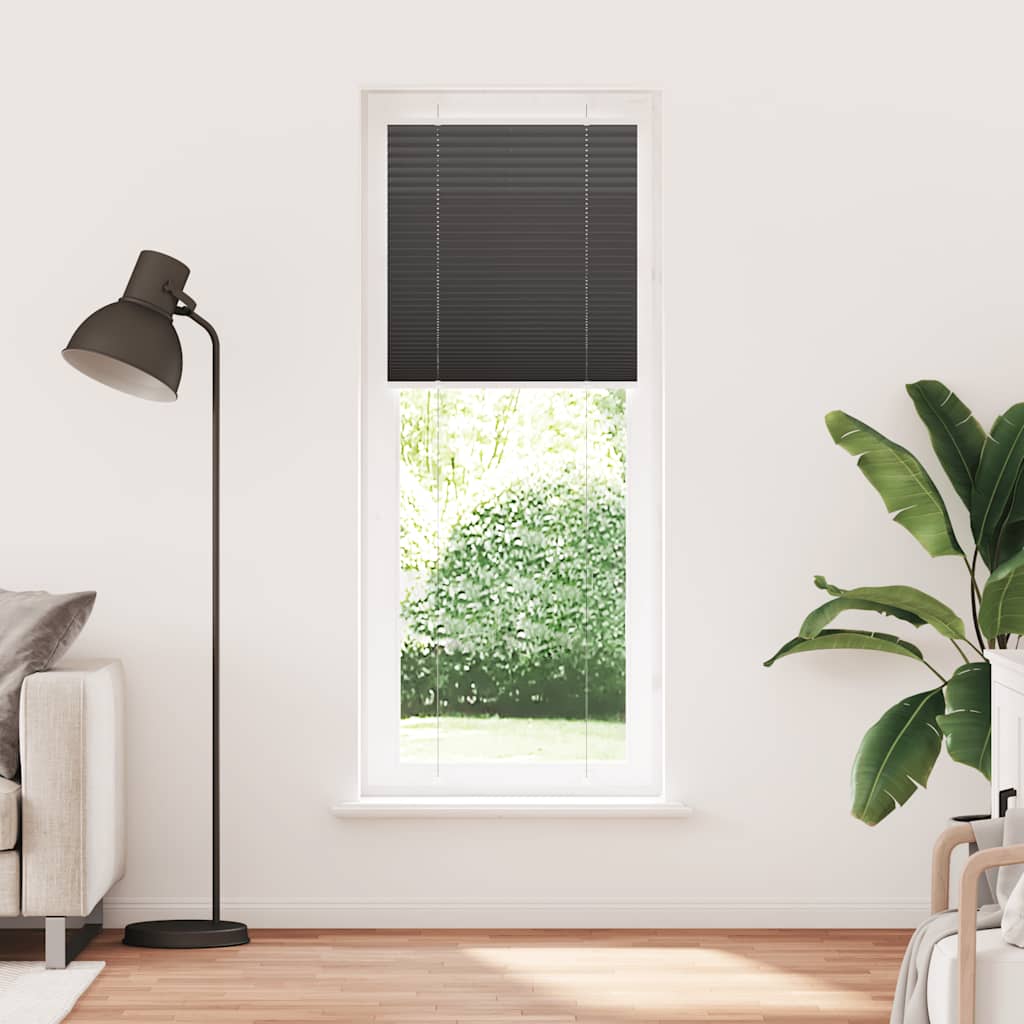 Vidaxl plissé rolgordijn 75x200 cm stofbreedte 74,4 cm polyester zwart