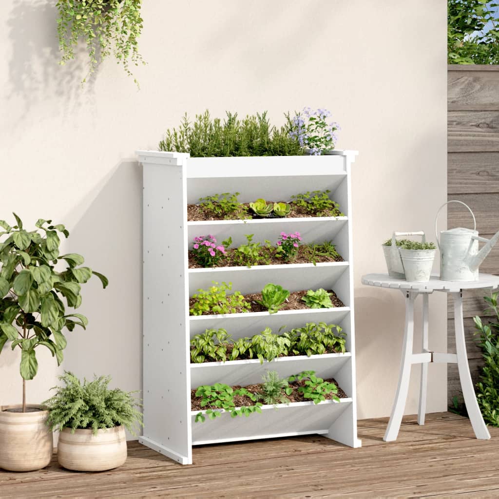 Vidaxl kruidenbak 6-laags 69x40x101,5 cm massief groenhout wit