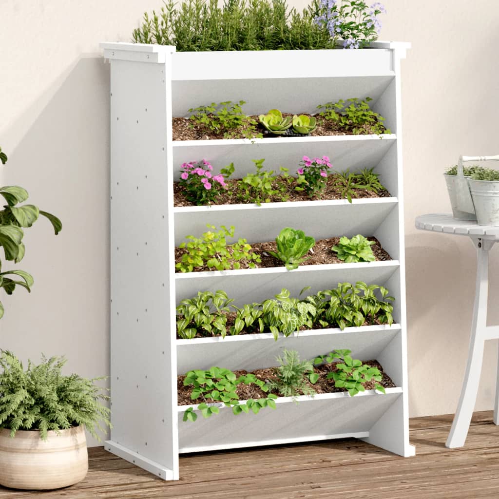 Vidaxl kruidenbak 6-laags 69x40x101,5 cm massief groenhout wit
