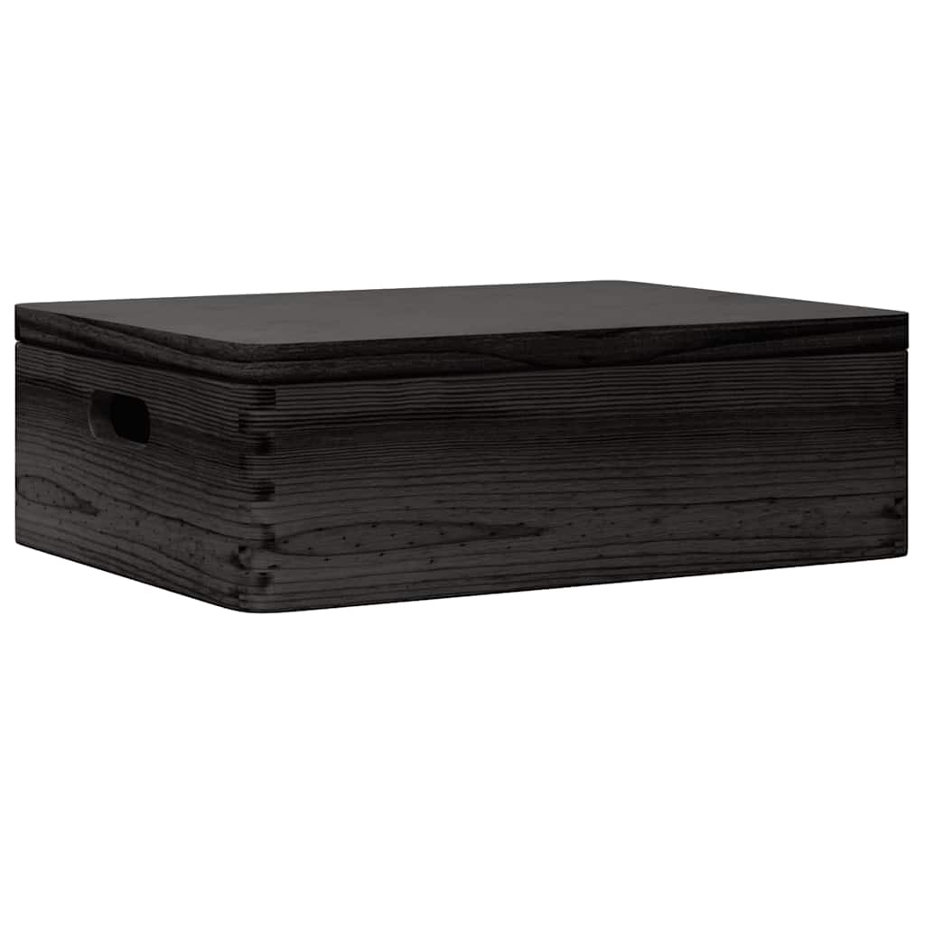 Vidaxl houten kist met deksel handvatten 40x30x13cm groenenhout zwart