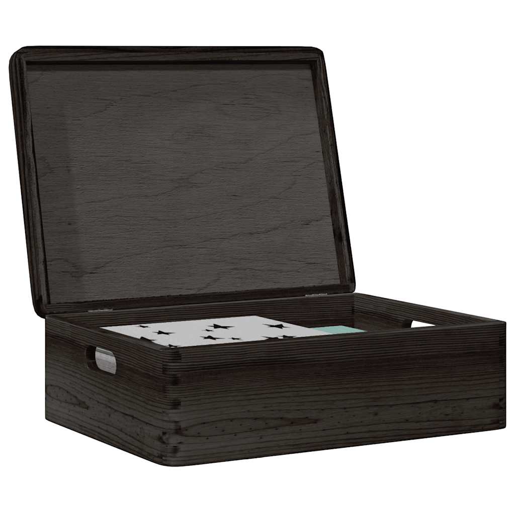 Vidaxl houten kist met deksel handvatten 40x30x13cm groenenhout zwart