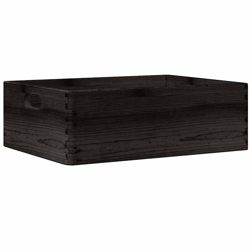 Vidaxl houten kist met handvatten 40x30x13 cm massief groenenhout zwart