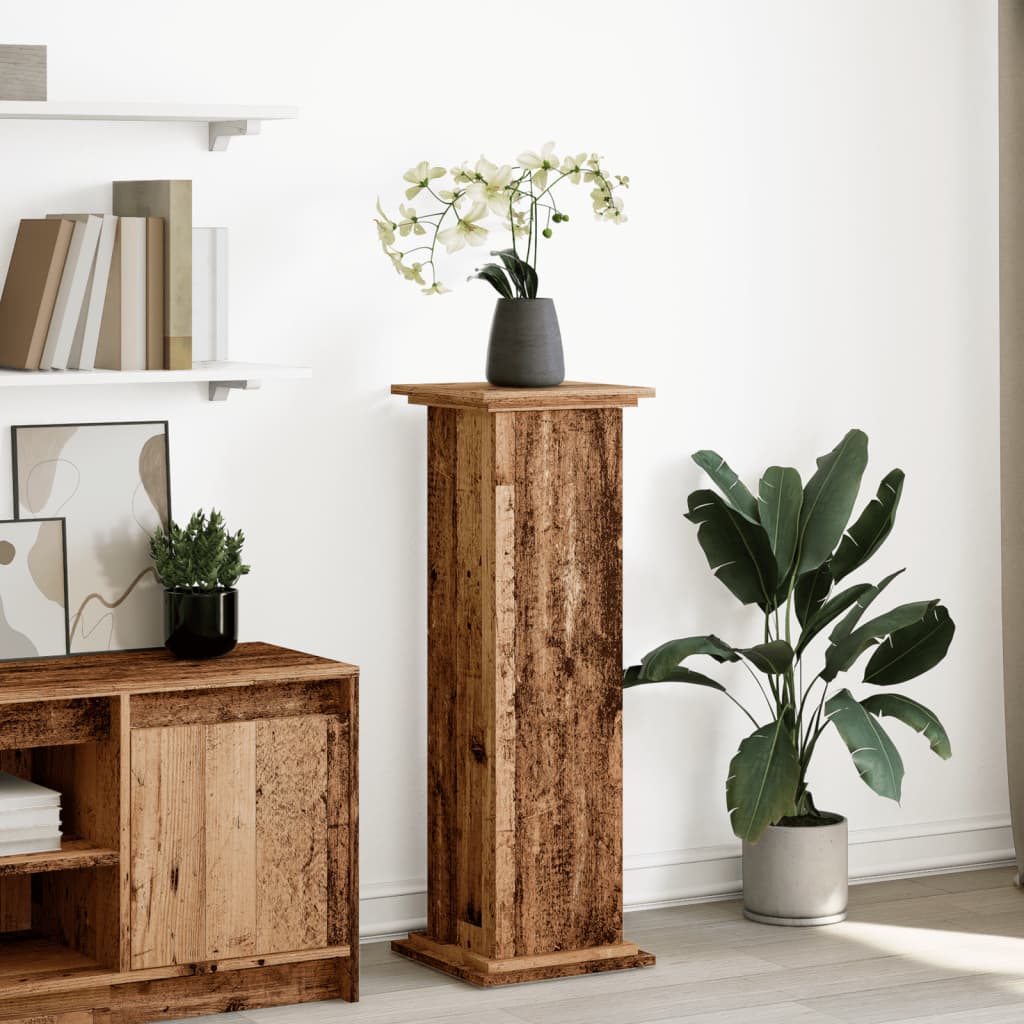 Vidaxl sokkel met opbergruimte 31x30x90 cm bewerkt hout oud houtkleur
