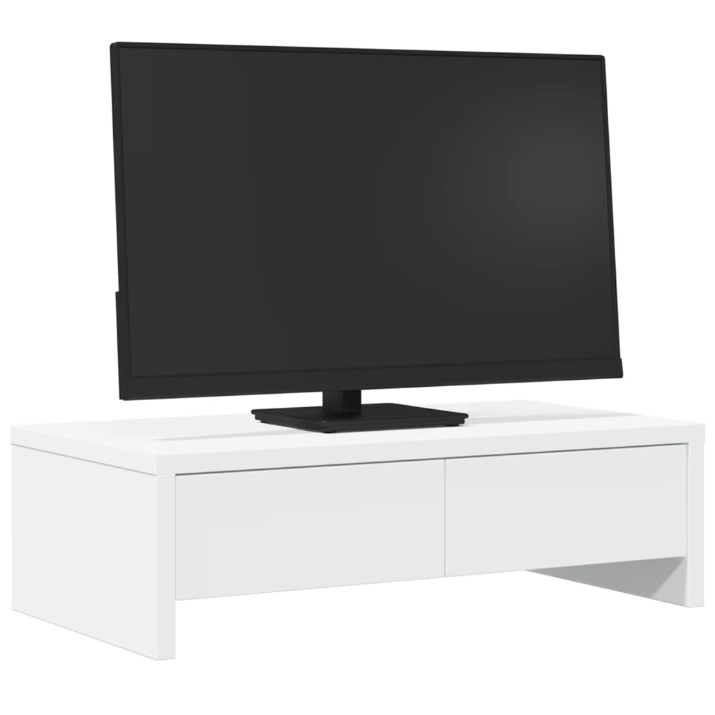 Vidaxl monitorstandaard met lades 50x27x15 cm bewerkt hout wit
