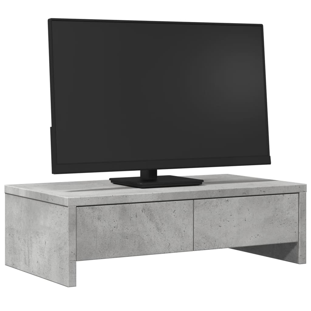 Vidaxl monitorstandaard met laden 50x27x15 cm bewerkt hout betongrijs