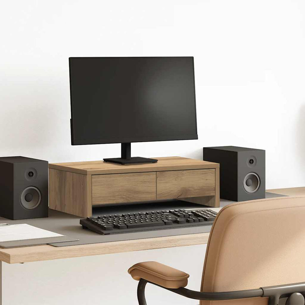 Vidaxl monitorstandaard met lades 50x27x15 cm hout artisanaal eiken
