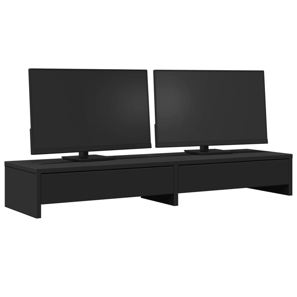 VidaXL Monitorstandaard met laden 100x27x15 cm bewerkt hout zwart