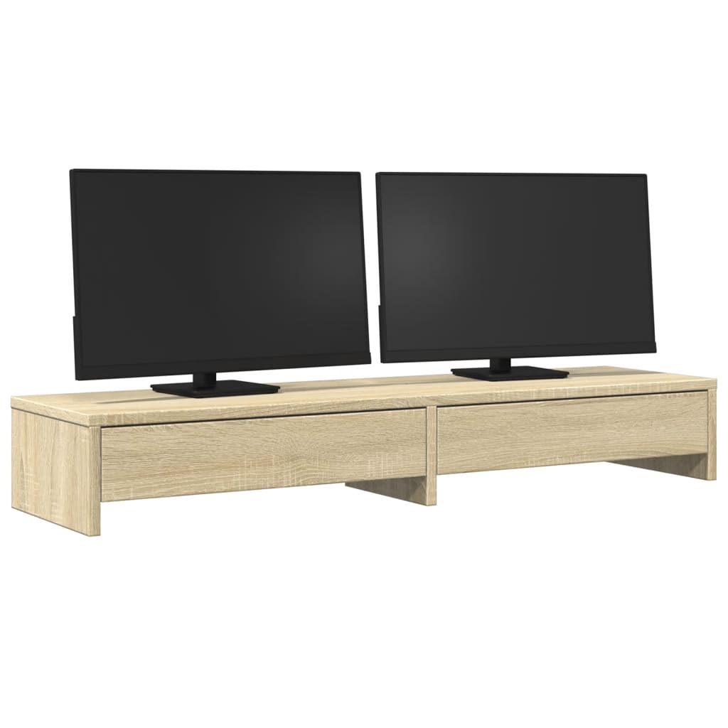 Vidaxl monitorstandaard met laden 100x27x15 cm hout sonoma eikenkleur