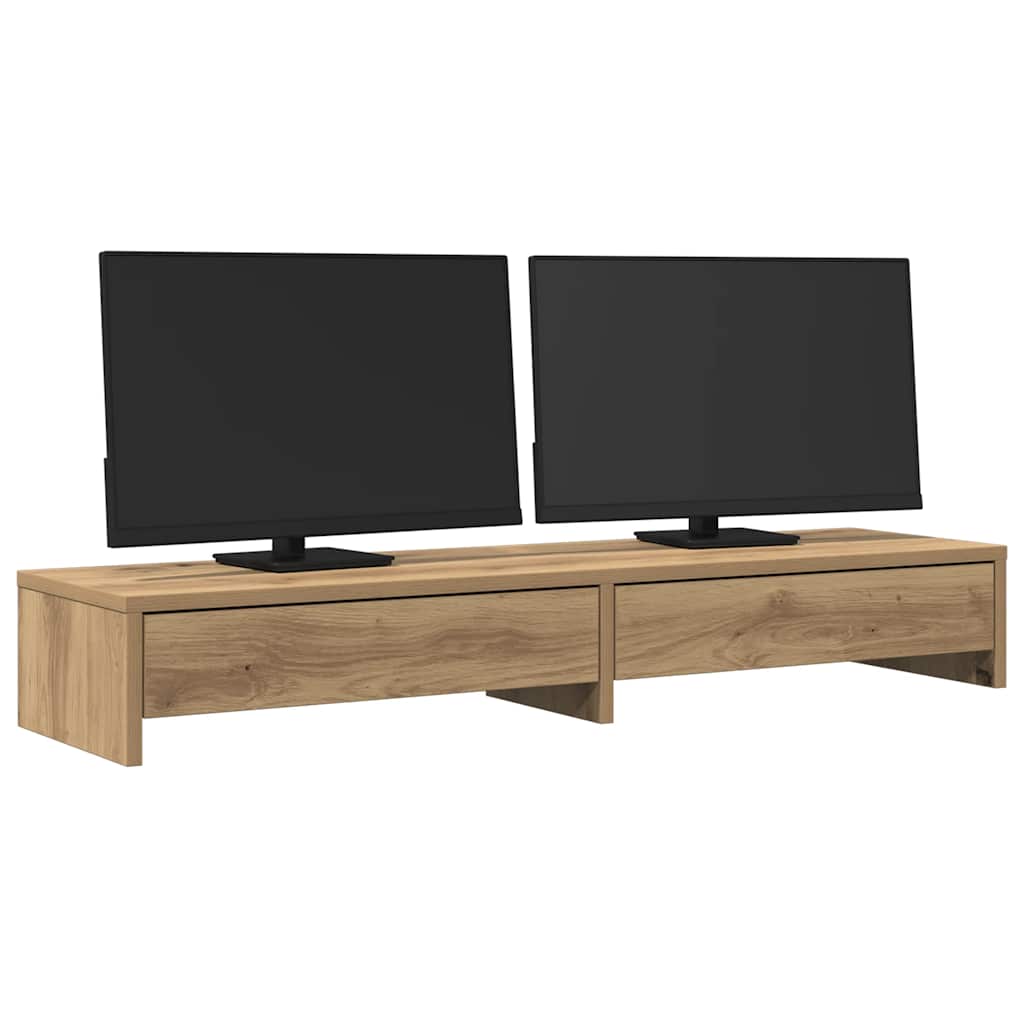 Vidaxl monitorstandaard met lades 100x27x15 cm hout artisanaal eiken