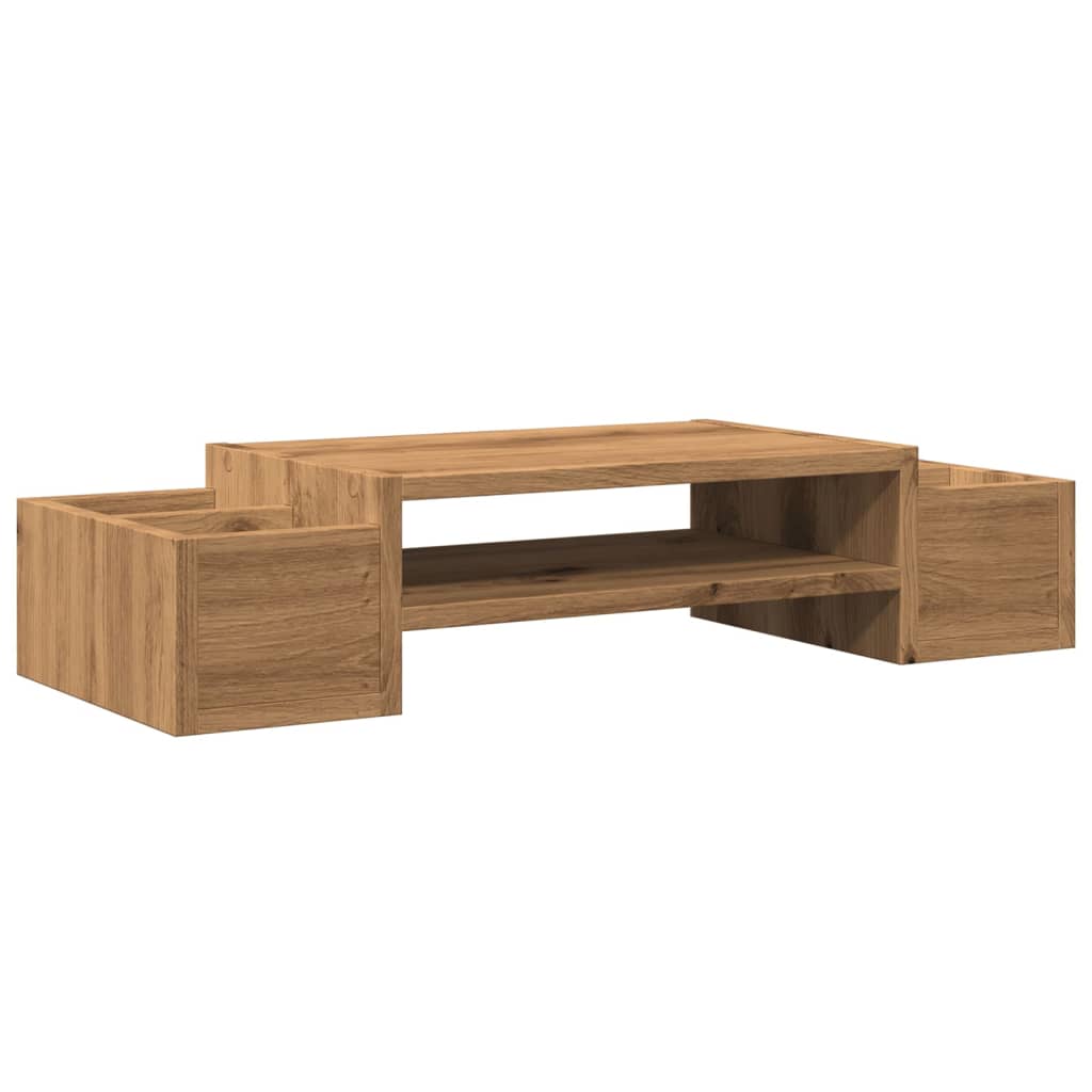 Vidaxl monitorstandaard opbergruimte 70x27x15 cm hout ambachtelijk eiken