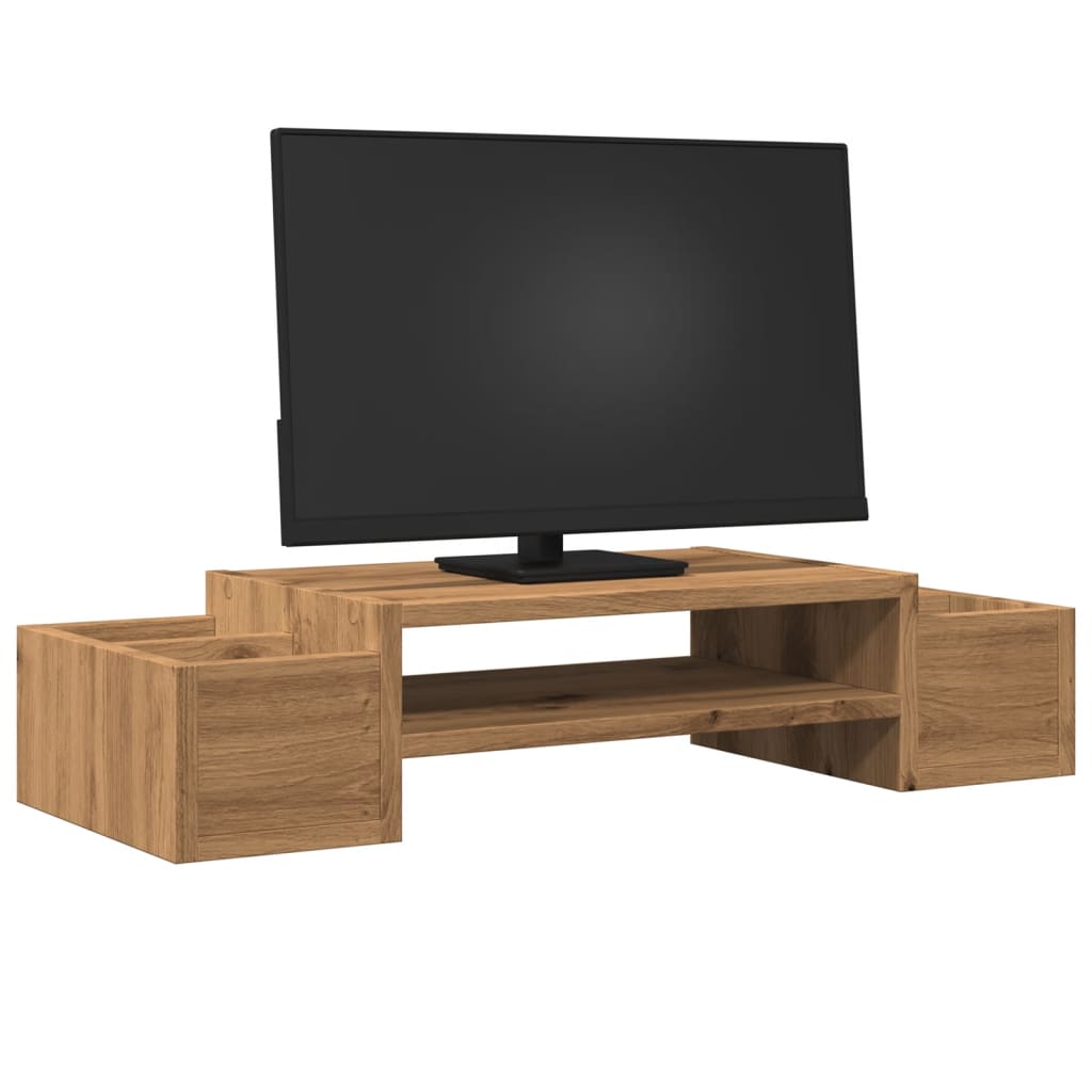 Vidaxl monitorstandaard opbergruimte 70x27x15 cm hout ambachtelijk eiken