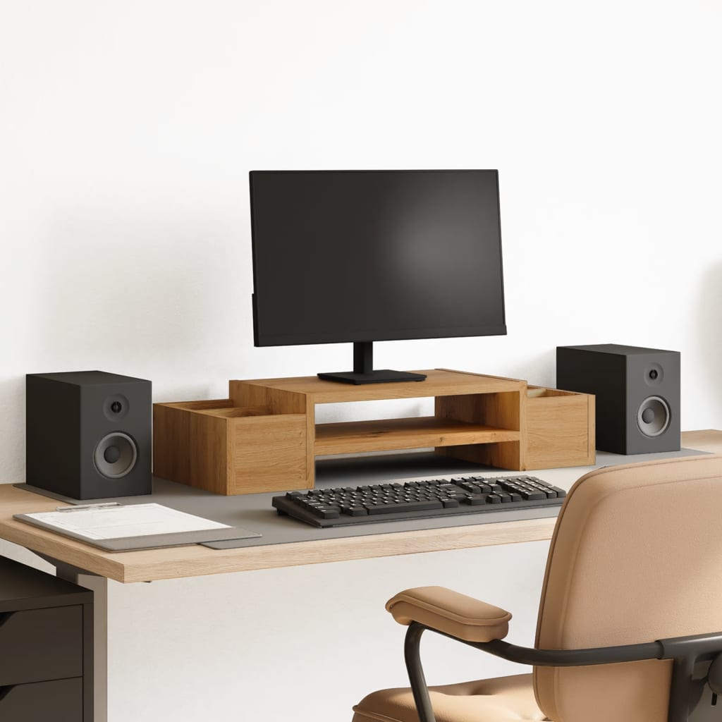 Vidaxl monitorstandaard opbergruimte 70x27x15 cm hout ambachtelijk eiken