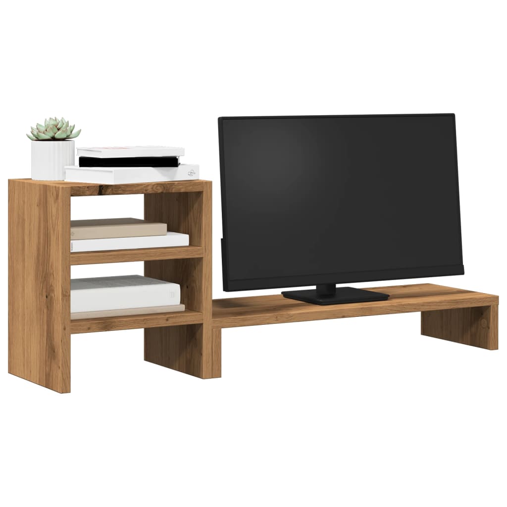VidaXL Monitorstandaard met bureau-organizer hout ambachtelijk eiken