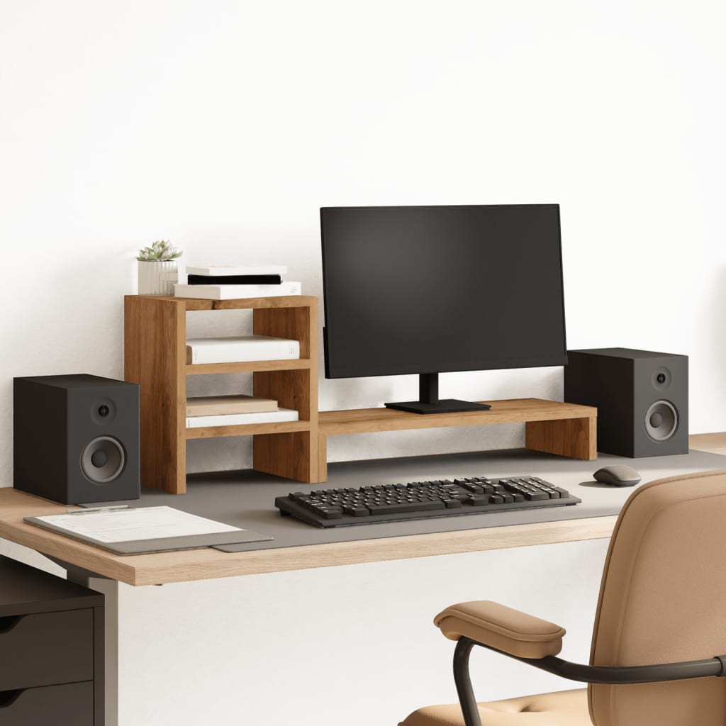 VidaXL Monitorstandaard met bureau-organizer hout ambachtelijk eiken