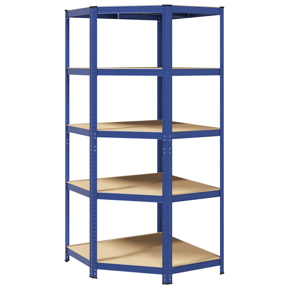 Vidaxl hoekrek 5-laags staal en bewerkt hout blauw