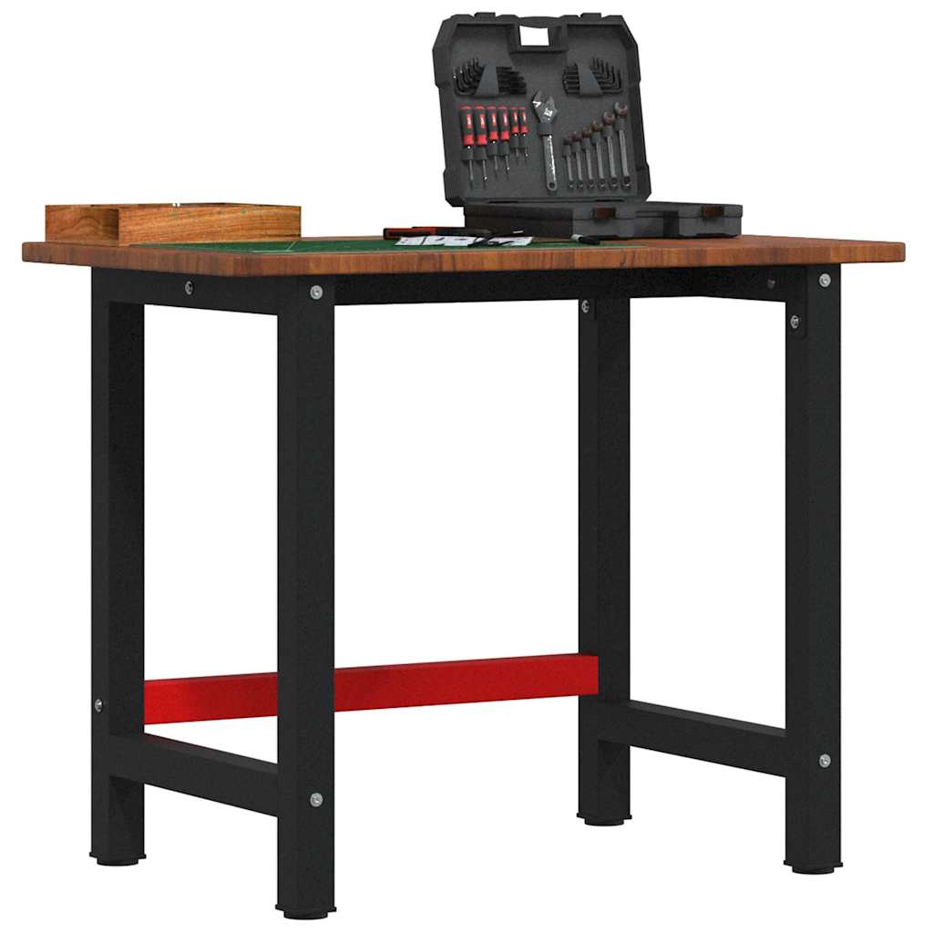VidaXL Werkbank rechthoekig 100x60x81,5 cm massief eikenhout donkerbruin