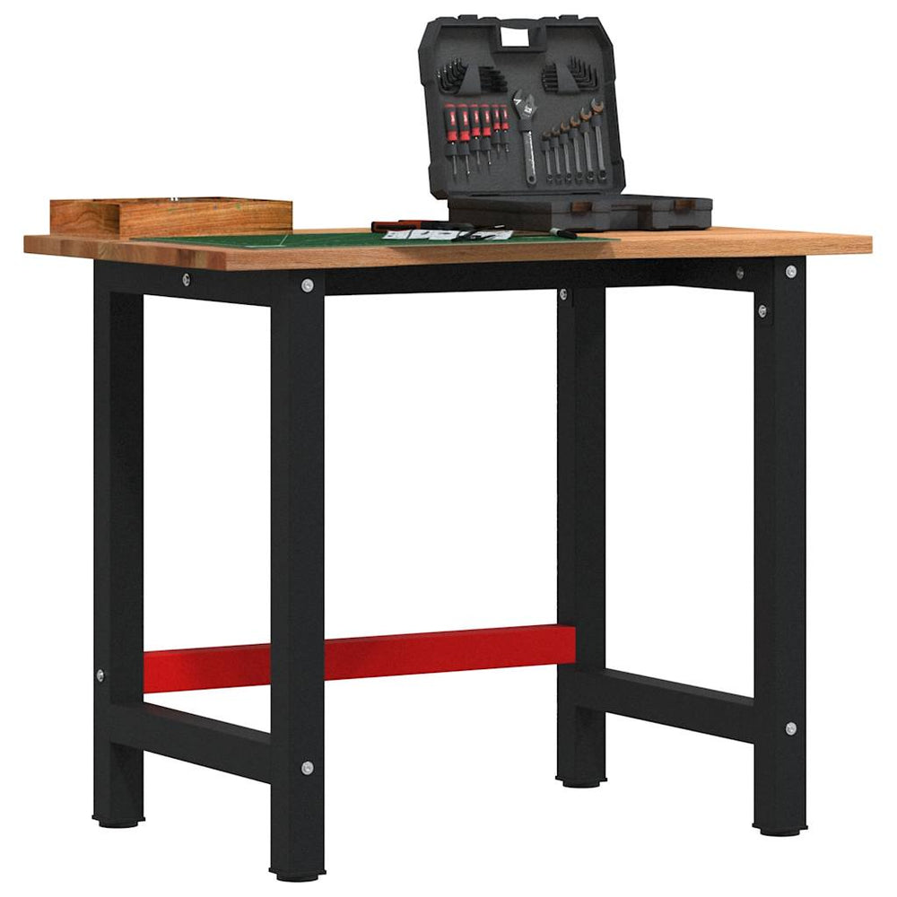 Vidaxl werkbank 100x60x81,5 cm massief eikenhout lichtbruin