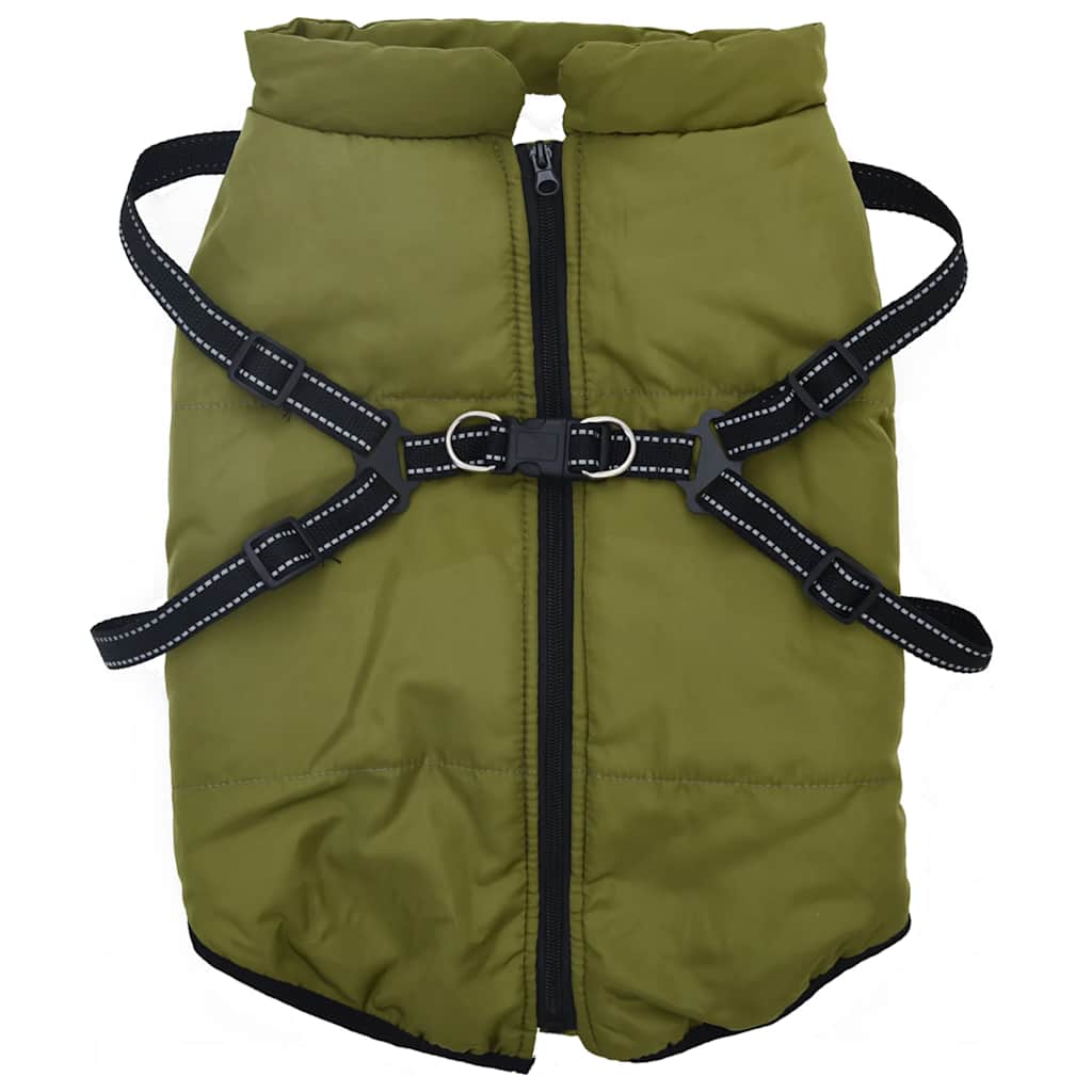 Vidaxl hondenjas met harnas waterdicht reflecterend legergroen l44