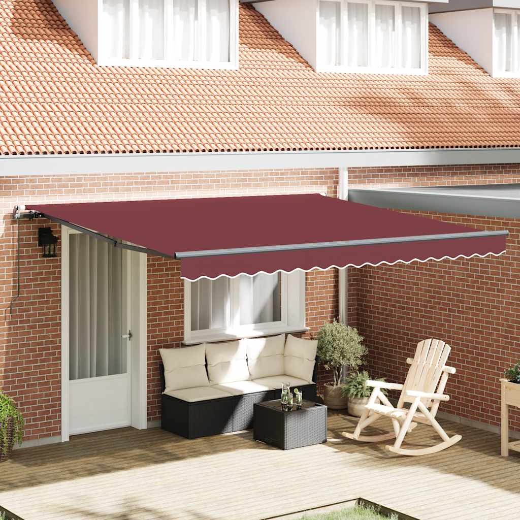 Vidaxl luifel handmatig uittrekbaar 400x300 cm bordeauxrood