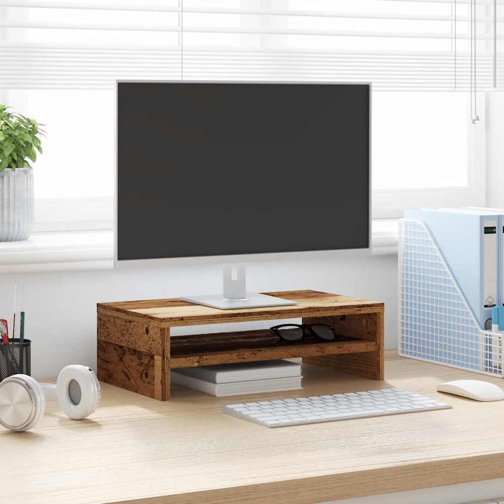 Vidaxl monitorstandaard 42x24x13 cm bewerkt hout oud houtkleurig