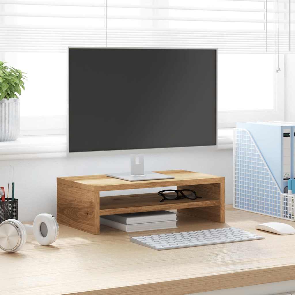 VidaXL Monitorstandaard 42x24x13 cm bewerkt hout ambachtelijk eikenkleur