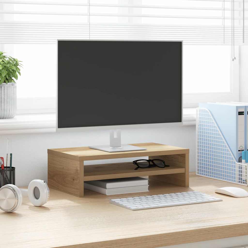 VidaXL Monitorstandaard 42x24x13 cm bewerkt hout artisanaal eikenkleur