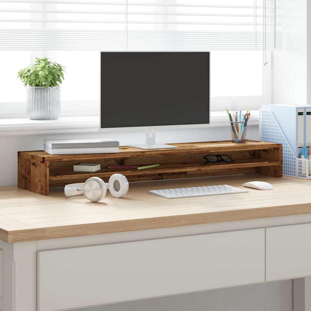 Vidaxl monitorstandaard 100x24x13 cm bewerkt hout oud houtkleurig